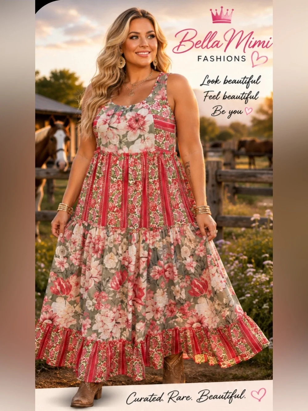 🌺🌸🌹DAVI & DANI Floral Patchwork Boho Maxi Dress – Size 3X 🌸 BRB SL 8 - Picture 3 of 8